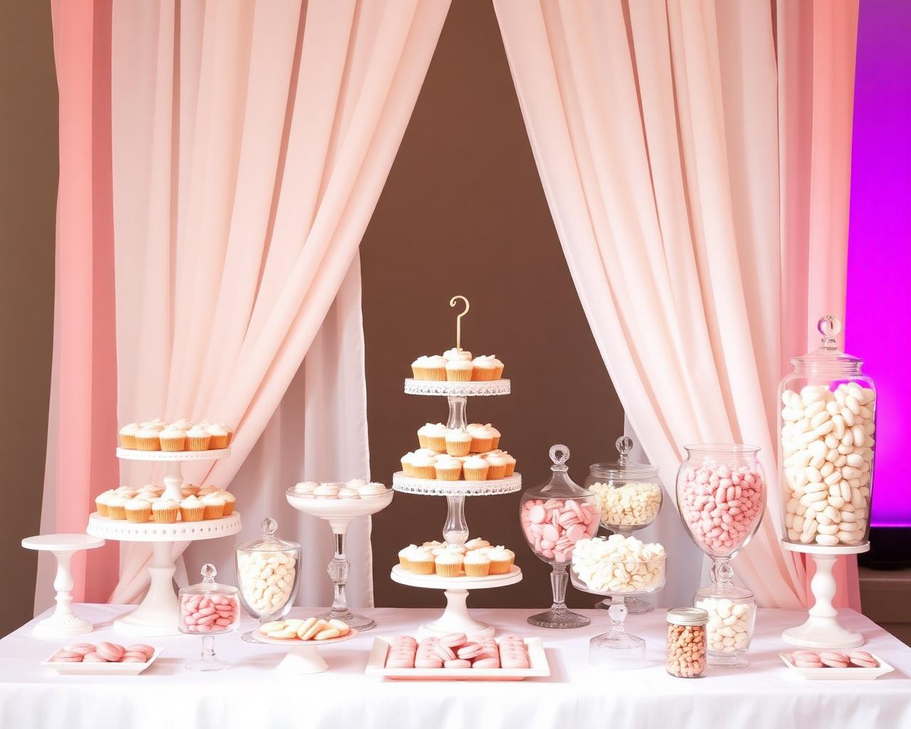Pink candy bar and sweet table display