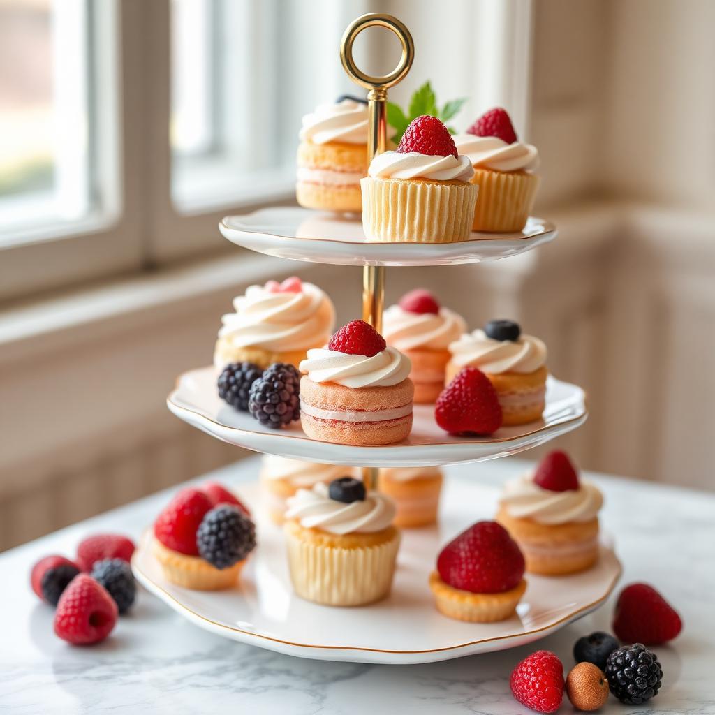 Mini pastries on a tiered stand